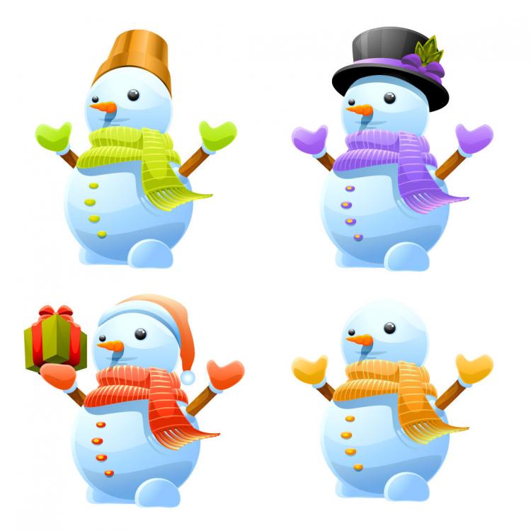 free vector 3D Cute Snowman Vector Set